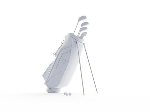 3d rendered object illustration of an abstract white golf set