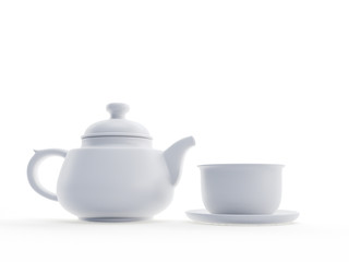 3d rendered object illustration of an abstract white tea cup