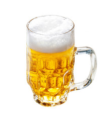 Glass of beer with handle, isolated on white background