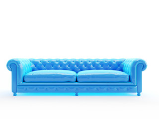 3d rendered object illustration of an abstract blue couch