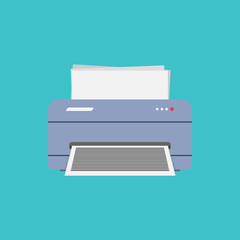 computer technology printer in flat style, vector