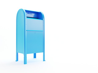 3d rendered object illustration of an abstract blue trash can