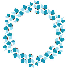 circular wreath with butterflies. oval round frame. Greeting card.