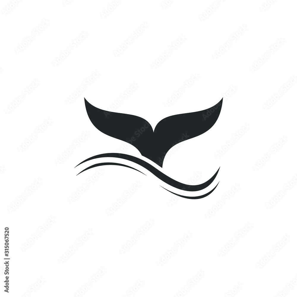 Poster whale tail template color editable. whale tail symbol vector sign isolated on white background illus