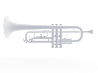 3d rendered object illustration of an abstract white trumpet - obrazy, fototapety, plakaty