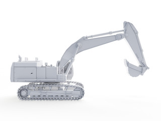 3d rendered object illustration of an abstract white excavator