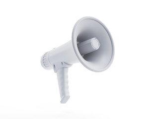 3d rendered object illustration of an abstract white megaphone - obrazy, fototapety, plakaty