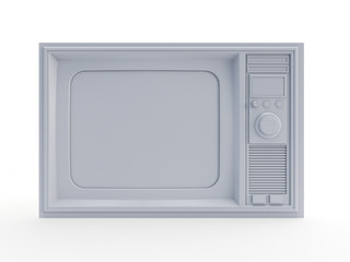 3d rendered object illustration of an abstract white old television