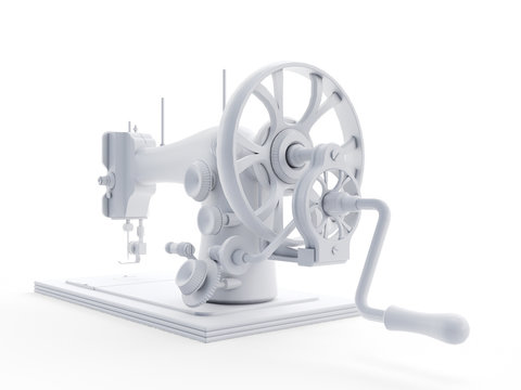 3d rendered object illustration of an abstract white sewing machine