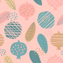 Cute colorful seamless pattern with fruits, vector