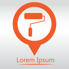 Paint Roller Icon. Flat vector illustration. EPS10. orange icon.