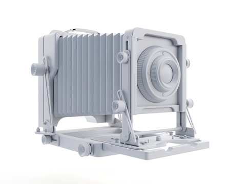 3d rendered object illustration of an abstract white ancient camera