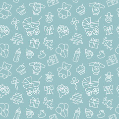 Seamless vector background on the theme of celebrating a baby shower