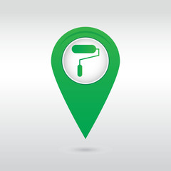 Paint Roller Icon. Flat vector illustration. EPS10. green icon.