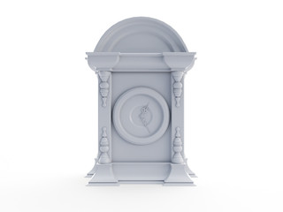 3d rendered object illustration of an abstract white clock