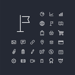 Flag icon in set on the white background. Universal linear icons to use in web and mobile app.