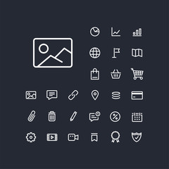 Image icon in set on the white background. Universal linear icons to use in web and mobile app.