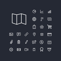 Map icon in set on the white background. Universal linear icons to use in web and mobile app.