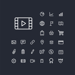 MOVIE icon in set on the white background. Universal linear icons to use in web and mobile app.