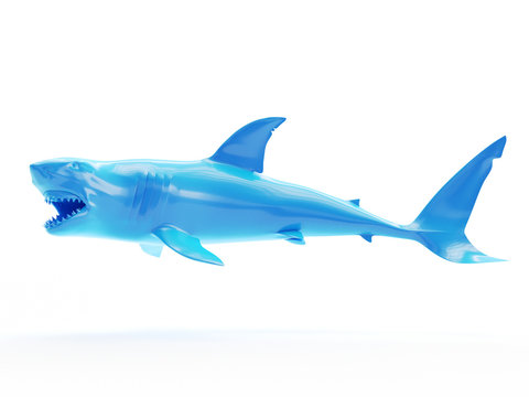 3d rendered object illustration of an abstract blue shark
