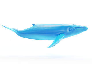 3d rendered object illustration of an abstract blue whale