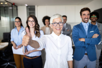 Successful group of business people at work in office