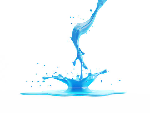 3d Rendered Object Illustration Of An Abstract Blue Liquid Splash