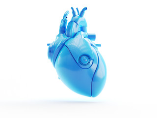 3d rendered object illustration of an abstract blue heart