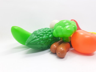 Colorful Realistic Various Plastic Vegetables Kids Toys Design for Interior Decoration or Educational Purpose in White Isolated Background