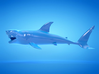 3d rendered object illustration of an abstract blue shark