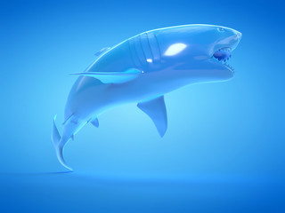3d rendered object illustration of an abstract blue shark