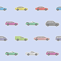 Car background - Vector color seamless pattern of transportation for graphic design