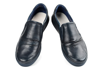 Blue men's shoes on a white background