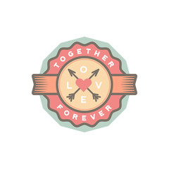 Valentines day badges and stickers. Vector illustration