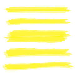 Obraz premium Yellow Highlighter Marker Strokes. Yellow watercolor hand drawn highlight