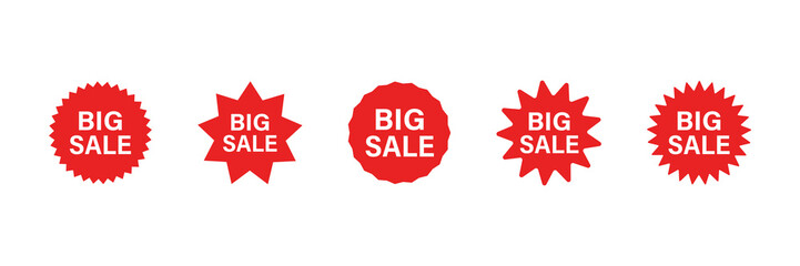 Sale vector tags red colour. Isolated vector illustration. Discount sticker. Red Sale Tag. Advertisign Campaign in retail. Discount promotion.