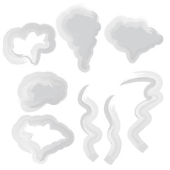 Smoke vector collection. Set of realistic white smoke steam, waves from coffee