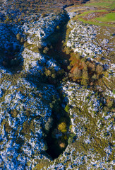 Mortero de Astrana, Aerial view, Astrana, Soba Valley, Valles Pasiegos, Alto Ason, Cantabria, Spain, Europe