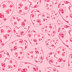 Fototapeta premium Seamless pattern with hand drawn hearts. Creative abstract texture for wrapping, textile, wallpaper.