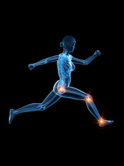 3d rendered medically accurate illustration of a woman having painful joints while running