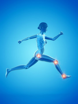 3d rendered medically accurate illustration of a woman having painful joints while running