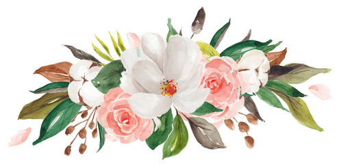 Floral Foliage Wreath, Floral Bouquet, Flower Ribbon, Sprig, Blossom