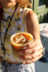 Drinks and food posers in a cafe