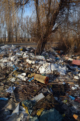Ecology of Ukraine. Nature near Ukrainian capital. Environmental contamination. Illegal junk dump. Kiev,Ukraine