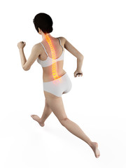 3d rendered medically accurate illustration of a woman having a painful back while running