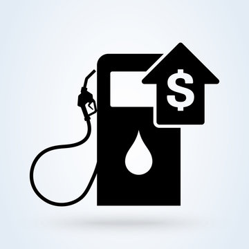 Gas Station High Price. Simple Vector Modern Icon Design Illustration.