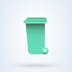 Wheelie bin cute flat. vector modern design illustration.