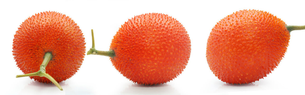 Set of Gac fruits isolated on white background