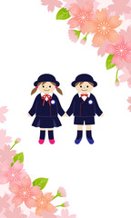 background illustration of Cherry blossom in full bloom(Admission celebration)