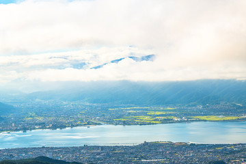 高ボッチ高原から諏訪湖を望む